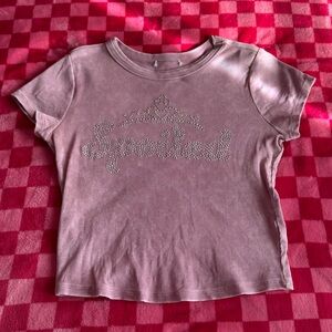 Baby pink short sleeve T Shirt with a princess crown ‘Spoiled’